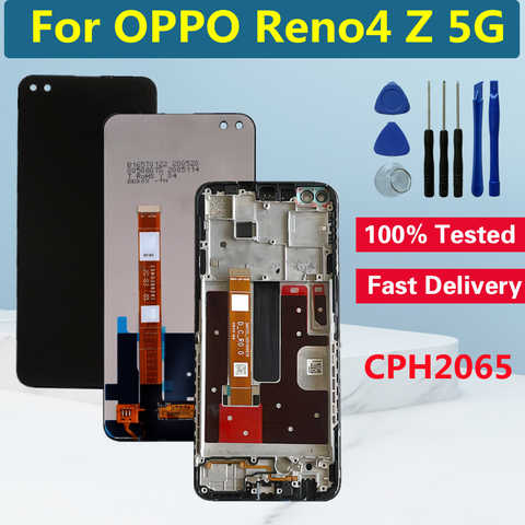 ЖК-дисплей 6,57 дюйма для OPPO Reno4 Z 5G, дигитайзер сенсорной панели с рамкой для OPPO Reno 4 Z Reno 4Z CPH2065, Замена ЖК-экрана 1005003022216956