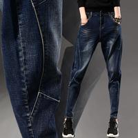 Женские джинсовые брюки с высокой талией, темно-синие джинсы, женские зимние брюки, свободные брюки, женские джинсы 1005003030525924