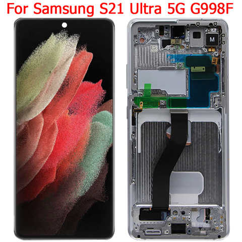 Оригинальный G998F ЖК-дисплей для Samsung Galaxy S21 Ultra дисплей с рамкой 6,8 "S21 Ultra 5G/DS ЖК-экран сенсорный дигитайзер 1005003032856470