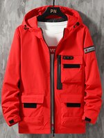 Мужская ветровка с капюшоном, красная, черная, цвета хаки, верхняя одежда с несколькими карманами, куртка на молнии, повседневная куртка, размер 9XL, весна-осень, размера плюс 1005003040579941