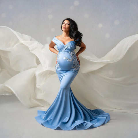 Очаровательное синее платье-Русалка для фотосессии, кружевное свадебное платье для беременных, на заказ 1005003066168153