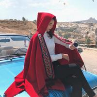 Роскошный женский шарф ручной работы в турецком стиле, шаль, накидка в национальном стиле, женская шапка, утепленные дорожные шарфы, плащ с капюшоном, свободный, 130x150 см 1005003068875275