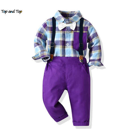 Комплект одежды для мальчиков из рубашки с длинным рукавом и брюк на подтяжках 1005003069298230