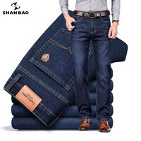 Осенне-весенние прямые Стрейчевые джинсы SHAN BAO 2022, Классические Стильные мужские брюки стрейч 1005003079993041