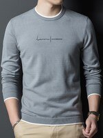 Новый модный брендовый дизайнерский вязаный пуловер, свитер для мужчин с принтом в виде букв, приталенный осенне-зимний темно-синий Повседневный джемпер, мужская одежда 1005003080089103