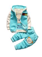 Одежда для маленьких мальчиков 2022 осенний хлопковый плотный теплый Повседневный свитер с капюшоном зимний мультяшный милый медведь костюм-тройка для маленьких девочек 1005003080135056