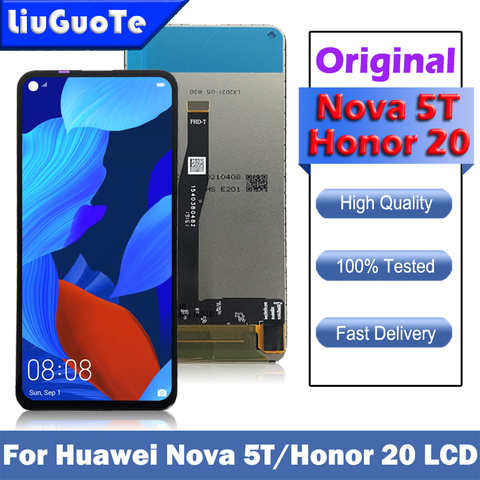 6,26 ''Оригинальный ЖК-дисплей для Huawei Nova 5T Nova5T, ЖК-дисплей, сенсорный экран, дигитайзер в сборе, запчасти для Huawei Honor 20 Honor20, ЖК-дисплей 1005003102293453