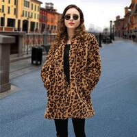 Женская куртка, кардиган с леопардовым принтом, зимнее пальто из искусственного меха, роскошное теплое плюшевое пальто, модное меховое пальто, высокое качество 1005003106387175