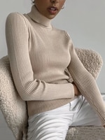 2024 Базовая водолазка женские свитера осень зима толстый теплый пуловер тонкие Топы ребристый вязаный свитер джемпер мягкий женский пуловер 1005003108341651