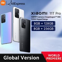 Глобальная версия смартфона Xiaomi 11T Pro, 128 ГБ, Восьмиядерный процессор Snapdragon 256, 888 Вт, камера 120 МП, 120 Гц 1005003116941399
