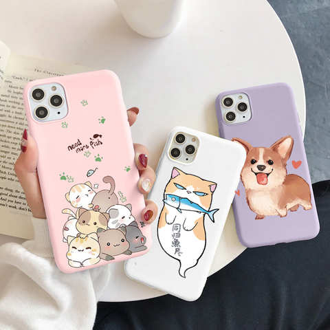 Милые чехлы-накладки с мультяшными кошками и собаками для Xiaomi Mi 11 10T Lite POCO X3 NFC F3 M3 Redmi Note 9 10 8 Pro 7 10S 9S 9T 8T 9C 9Ae 1005003120242526