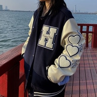 Американская куртка-бомбер с черным сердцем, женская и мужская бейсбольная куртка большого размера, Женская свободная уличная одежда Harajuku, Goth 1005003129345728