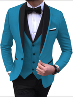 Мужские костюмы с синим разрезом, 3 шт., черные повседневные смокинги с отложным воротником для свадьбы, мужские костюмы для женихов, мужские костюмы 2020 (Блейзер + жилет + брюки) 1005003129863057