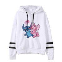 Женские толстовки Kawaii Stitch Kiss, смешные Мультяшные толстовки унисекс в Корейском стиле с рисунком Лило Ститч, 2021 1005003135839922