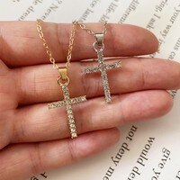 2021 новый хрустальный крест ожерелье золотой серебряный цвет женское ожерелье с подвеской подарок для мужчин женщин Прямая поставка Ювелирные изделия на шею 1005003137955578