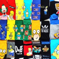 Simpsons мультфильм аниме смешные мужские носки хип-хоп Печать Новинка сумасшедшая хип-хоп унисекс удобный скейтборд счастливые Meias 1005003142533558
