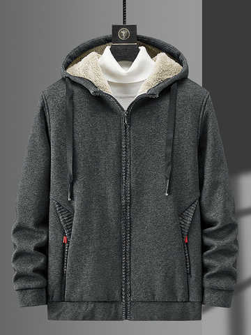 Зимняя мужская теплая куртка с карманами на молнии, теплое пальто из плотного флиса черного и серого цвета, Мужская ветровка, повседневные куртки размера плюс 6XL 7XL 8XL 1005003144654285