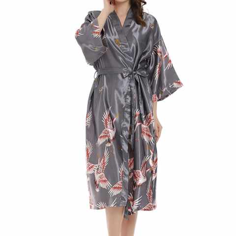 Халат женский длинный из искусственного шелка с карманами, пикантный Свадебный халат для невесты и подружки невесты, халат-кимоно, ночнушка большого размера 1005003146279143