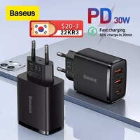 Baseus 30 Вт USB Type C зарядное устройство для телефона PD Быстрая зарядка для iPhone 14 13 12 Pro Max QC3.0 Быстрая зарядка для Samsung Xiaomi 1005003151435971