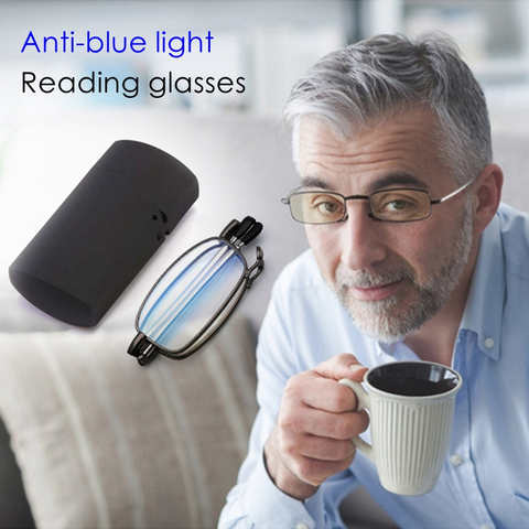 Складные мужские очки для чтения с выдвижной металлической оправой и защитой от сисветильник света 1005003162805019