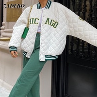 Y2k зеленая модная бейсбольная куртка-бомбер с принтом 2022 осенне-зимняя куртка большого размера в стиле пэчворк Женская Повседневная белая куртка 1005003169111508