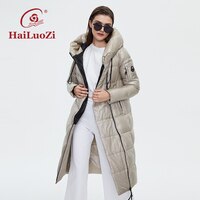 Новинка 2022, зимние женские куртки HaiLuoZi, удлиненная стильная стеганая парка, теплая Женская Модная хлопковая куртка на молнии с капюшоном, 6055 1005003176241424
