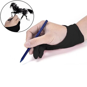 Черная перчатка с 2 пальцами для защиты от загрязнений, перчатка для рисования художника для любого графического стола, как для правой, так и для левой руки, перчатка для рисования 1005003182748428