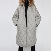 Женское зимнее пальто с капюшоном Za, парки, куртки, теплая длинная куртка с капюшоном, пальто в клетку, модное длинное пальто, однотонное Женское пальто 2021 1005003182886648