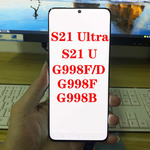 SUPER AMOLED 6,8 "G998B ЖК-дисплей для Samsung Galaxy S21 Ultra 5G экран с рамкой S21U SM-G998F/DS G998F ЖК-экран 1005003184489148