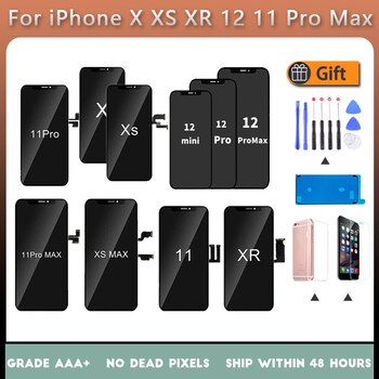 ЖК-дисплей для iPhone X XS XR 12 11 Pro Max, сменный сенсорный ЖК-экран для iphone XR, XS, 11Pro Max, без битых пикселей, закаленное стекло 1005003186859099