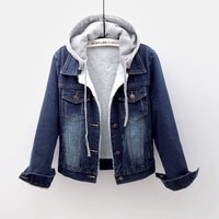 Куртка-бомбер женская джинсовая зимняя, с флисовой подкладкой, синего цвета 1005003198404725