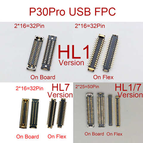 2 шт. 60 50 40 32 Pin USB зарядный порт FPC коннектор на материнской плате для Huawei P30 Pro P30Pro ЖК-дисплей гибкий экран 1005003198416782