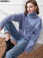 Осенне-зимний Повседневный кашемировый толстый свитер оверсайз, пуловеры, Женская водолазка свободного кроя 2023, женские свитера, джемперы 1005003213388002