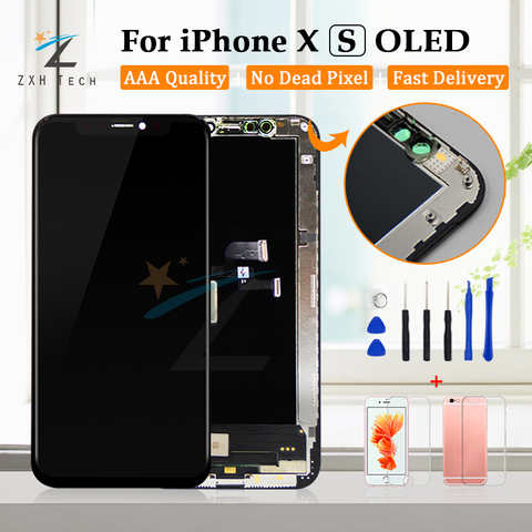 ЖК-дисплей класс AAA для iPhone X XS OLED, ЖК-дисплей для iPhone X с 3D сенсорным экраном, дигитайзер, замена в сборе с водой 1005003222725005