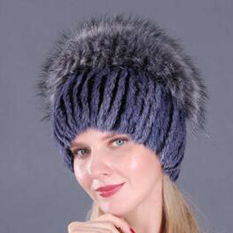 Лидер продаж, модная шапка из норки и лисы, зимние теплые женские вязаные шапки, норковые шапки, вертикальное плетение из лисьего меха на верхней части 1005003234021218
