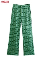 Брюки Tangada женские зеленые с принтом, модные офисные штаны с карманами, на пуговицах, винтажный стиль, 8Y182 1005003238544089