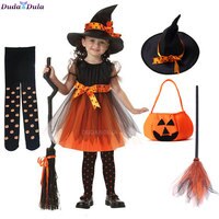 2022 детский костюм ведьмы на хэллоуин для девочек, карнавальное платье для косплея с заостренной шляпой, женская одежда, костюм на хэллоуин для младенцев 1005003240153794