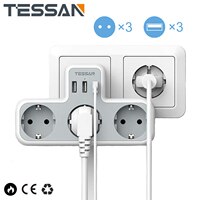 Настенная розетка TESSAN с 3 розетками переменного тока и 3 USB-портами, USB-адаптер 6 в 1 с защитой от перегрузки для смартфона, планшета 1005003243194690