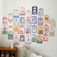 Набор милых открыток в Корейском стиле с медведем, Кроликом, для творчества, Мультяшные фото-открытки, фон для детской комнаты, милые декоративные открытки, 30 листов 1005003251393607