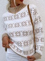 2023 Новый Рождественский свитер со снежинками, вязаный свободный женский свитер, зимний теплый шерстяной пуловер, свитер, повседневный женский джемпер 1005003263104847