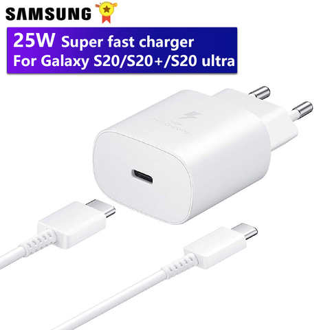 Зарядное устройство Samsung, оригинальное, 25 Вт, настенное, для путешествий, EP-TA800, для Galaxy S20, S20 +, S20, Note20 Ultra, S20Plus, кабель Type- C 1005003276162599
