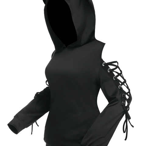 Женская толстовка с кроликом размера плюс в готическом стиле панк, модная Длинная черная Повседневная Уличная одежда 1005003281052805