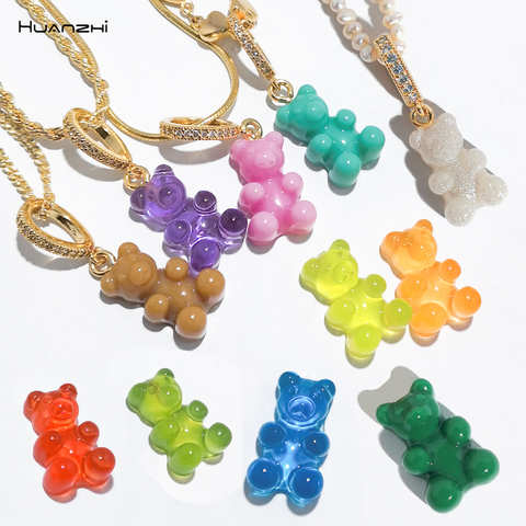 Новый очаровательный медведь ResinTeddy, подвеска, хрустальное сердце, позолоченный чокер, ожерелье, цепочка до ключиц для женщин, ювелирные изделия для вечерние HUANZHI 2022 1005003281335312