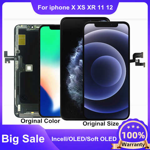 Мягкий ЖК-дисплей OEM Pantalla OLED для iPhone X XS 11 Pro, ЖК-дисплей, ЖК-экран, дигитайзер для iPhoneXR 13 12 Pro Max 1005003281769989