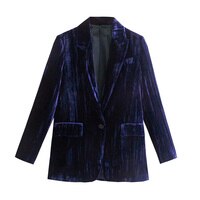 Женский бархатный костюм из 2 предметов, классический пиджак и брюки с широкими штанинами и высокой талией, фиолетового цвета, 2022 1005003290239989
