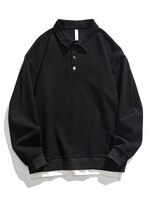 Мужская толстовка с воротником поло, 2022 хлопок, Корейская уличная одежда большого размера, повседневная черная футболка для гольфа 1005003291387834