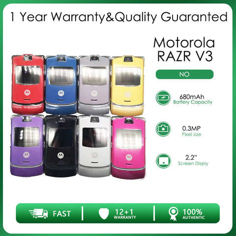 Motorola Razr V3 Восстановленный-оригинальный 2,2 дюймов 680 мАч разблокированный старый б/у дешевый сотовый телефон с бесплатной доставкой 1005003293529075