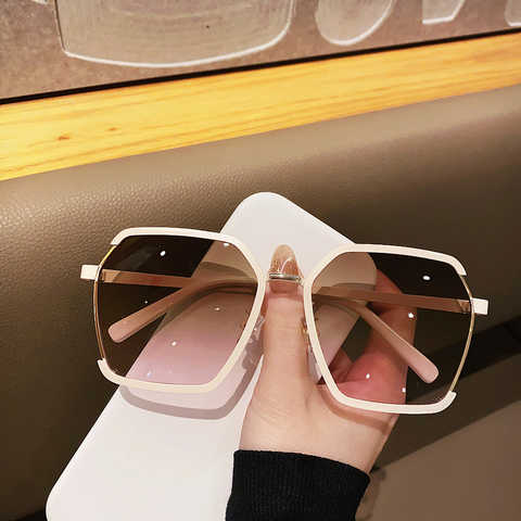 Новые двухцветные многоугольные солнцезащитные очки с большой оправой женские модные солнцезащитные очки с защитой от ультрафиолета солнцезащитные очки для уличной стрельбы 1005003297877297