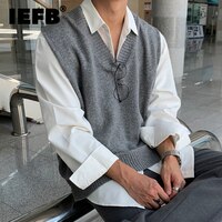 Мужская одежда IEFB, модный вязаный жилет в Корейском стиле, Новинка осени 2022, свободный свитер без рукавов с V-образным вырезом и персонализированным дизайном 1005003301794805