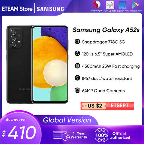 Смартфон Samsung galaxy A52S, 8 + 128 ГБ/8 + 256 ГБ, двойная Sim-карта, SDM 778G, процессор 25 Вт, 4500 мАч, 64 мп, NFC, IP67 1005003302671944